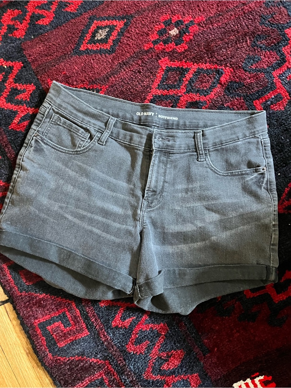 Distressed black/grey Old Navy boyfriend shorts size 12